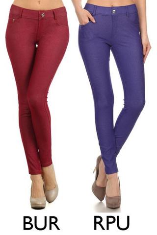 Burgundy 5 Pocket Jeggings