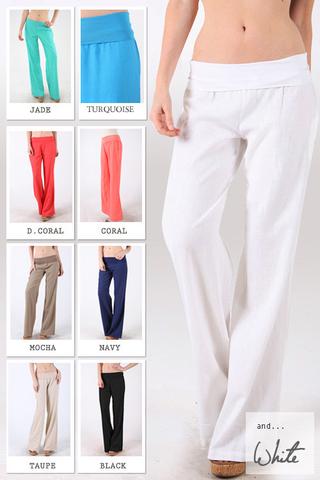 Linen Pants with Fold Over Waist